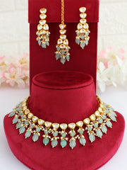 Bhavya Necklace Set-Mint Green