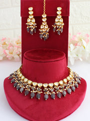 Bhavya Necklace Set-Grey