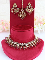 Shruti Necklace Set-Hot Pink