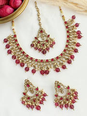 Shruti Necklace Set - Hot pink