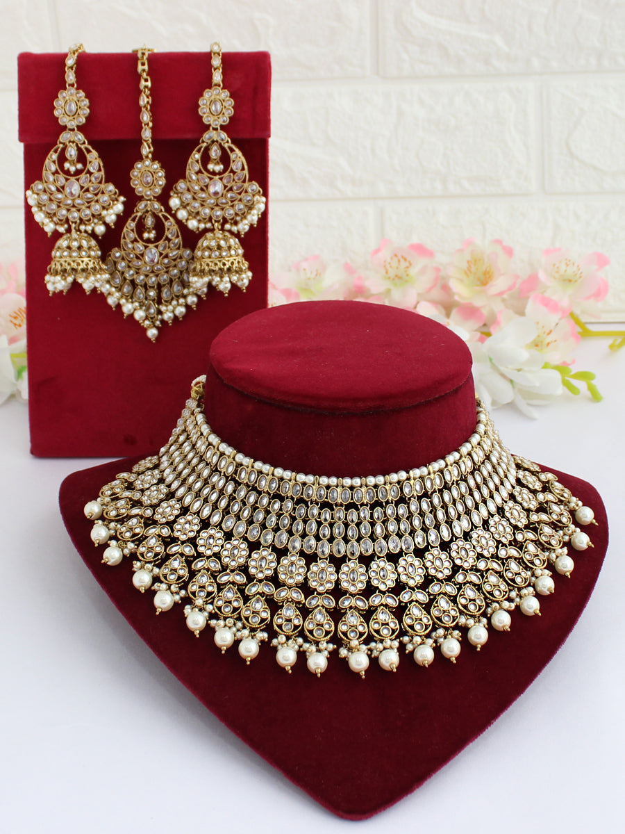 Mitakshi Necklace Set-White