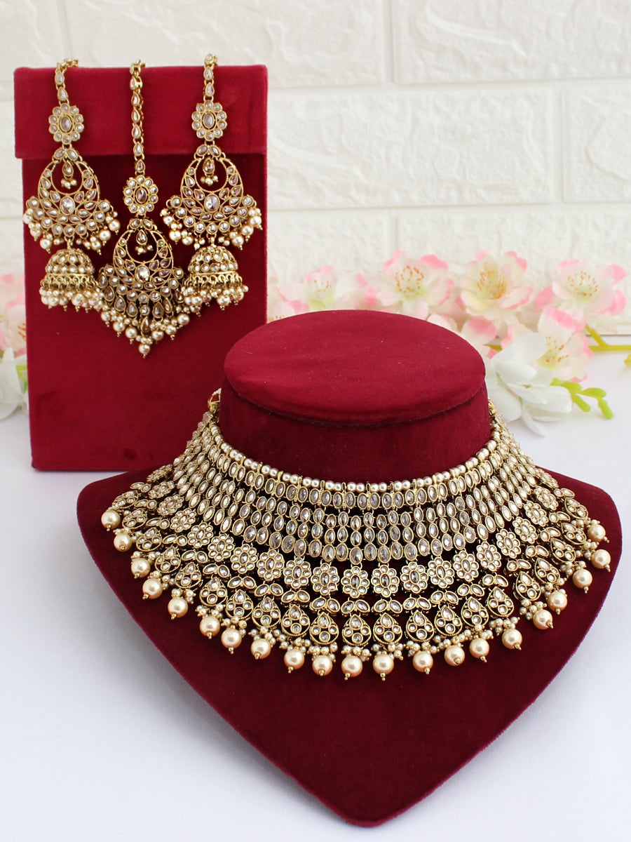 Mitakshi Necklace Set-Golden