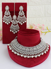 Megha Necklace Set-Silver