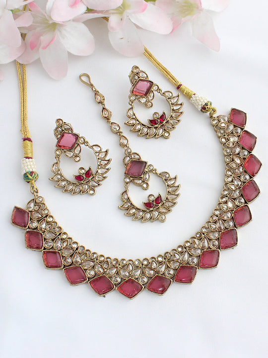 Saba Necklace Set - Hot Pink