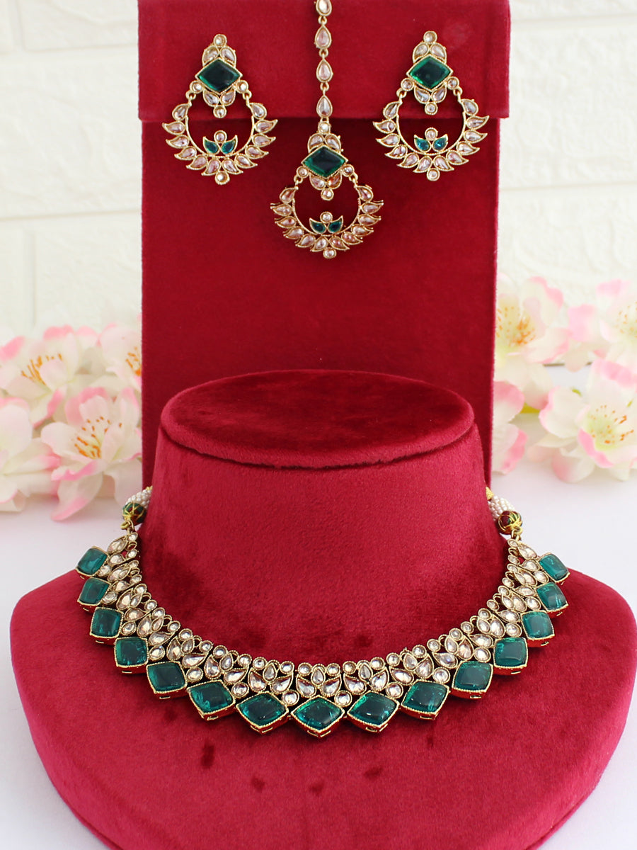 Saba Necklace Set-Rama Green