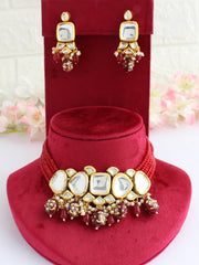 Sajida Necklace Set-Maroon