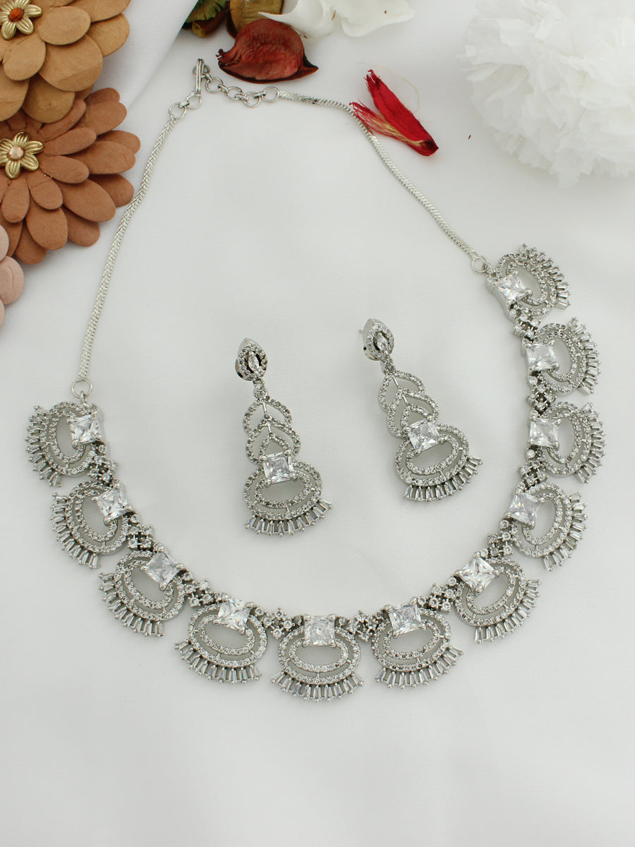 Roshael Necklace Set-Silver