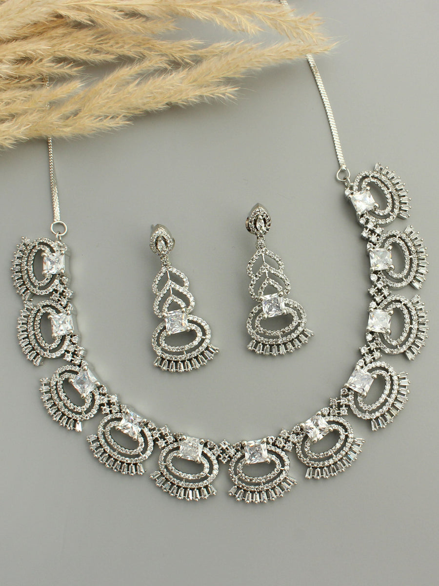 Roshael Necklace Set-Silver