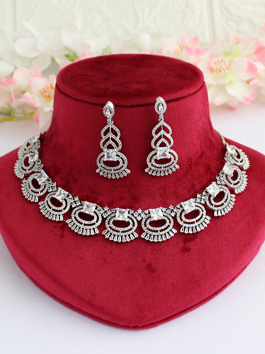 Roshael Necklace Set-Silver