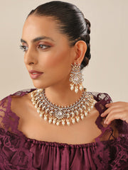 Ambala Bib Necklace Set-Metallic