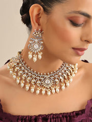 Ambala Bib Necklace Set-Metallic