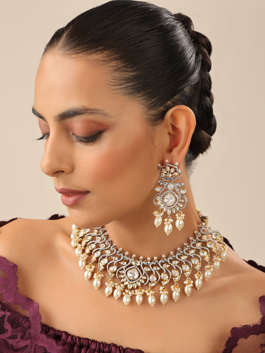 Ambala Bib Necklace Set-Metallic