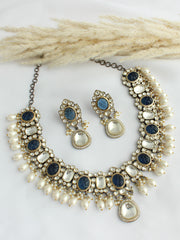 Kolkata Bib Necklace Set - Blue