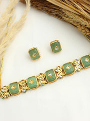 Drishti Choker Necklace Set- Mint Green