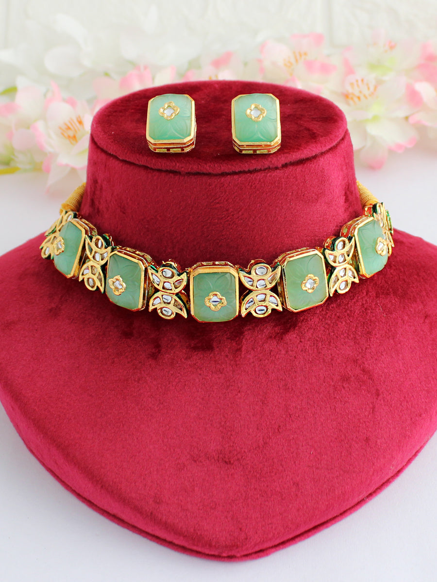 Drishti Choker Necklace Set- Mint Green