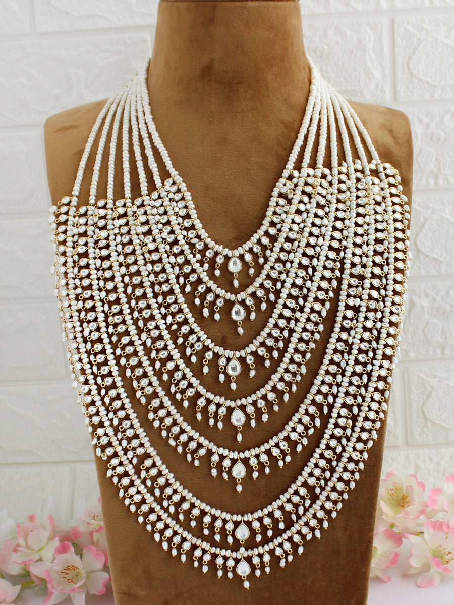 Mirpur 7 Layered Necklace-White