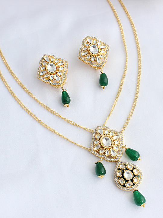 Ashima Long Necklace Set  - Green