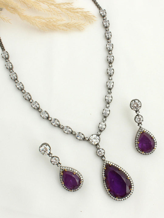 Fariha Necklace Set-Purple