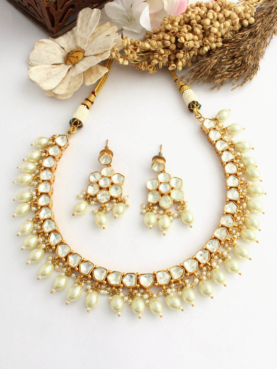 Parul Necklace Set-pearl