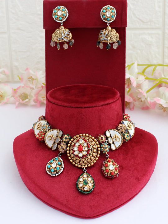 Samyukta Choker Necklace Set-Multicolor