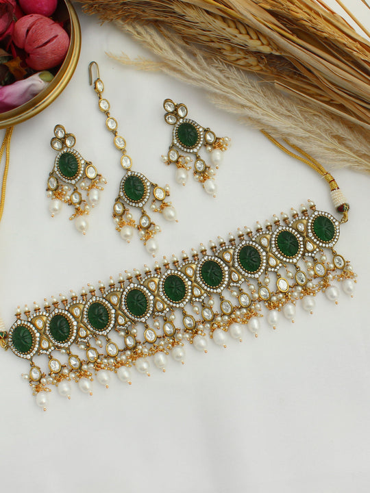 Vanika Necklace Set-Green