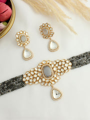 Prisha Necklace Set-Grey