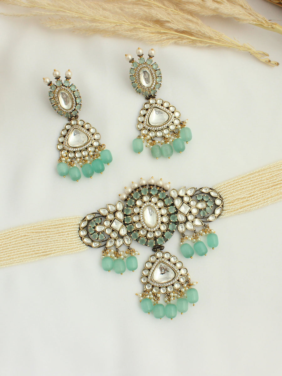 Mrigna Necklace Set-mint Green