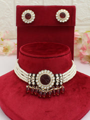 Dipti Choker Necklace Set-Maroon