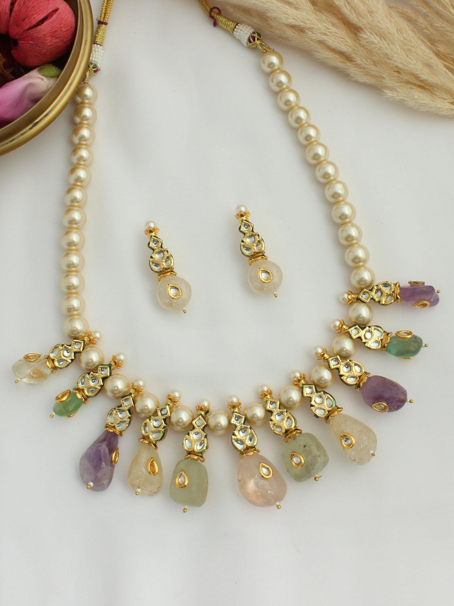 Drishti Short Necklace Set-Multicolor