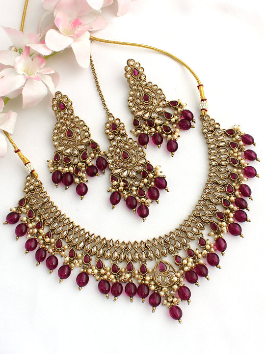 Shiza Necklace Set-Purple