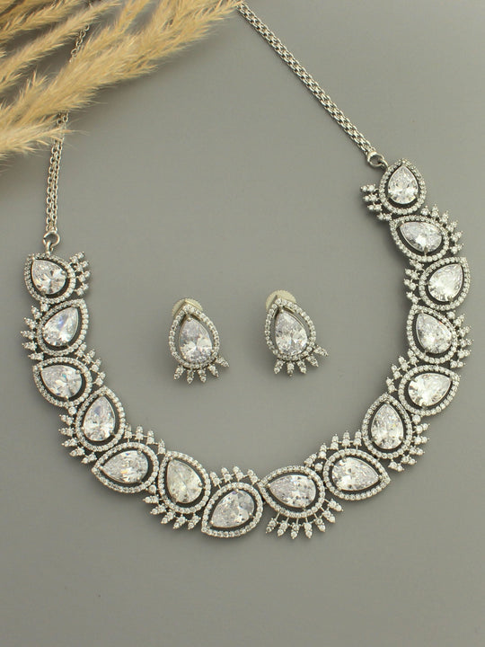 Aavya Necklace Set-Silver