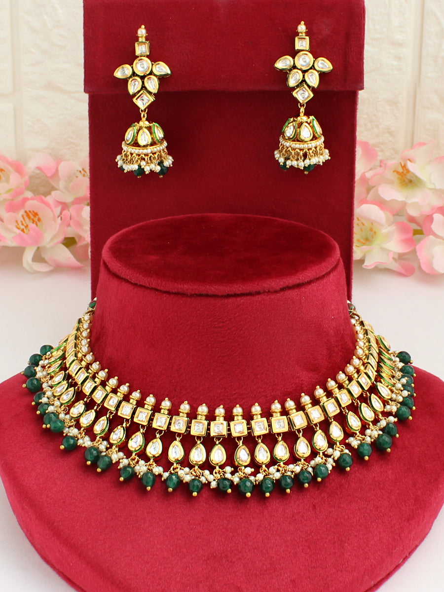 Ishanvi Necklace Set-Green