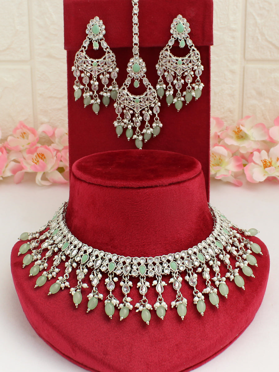 Roshini Necklace Set-Mint Green