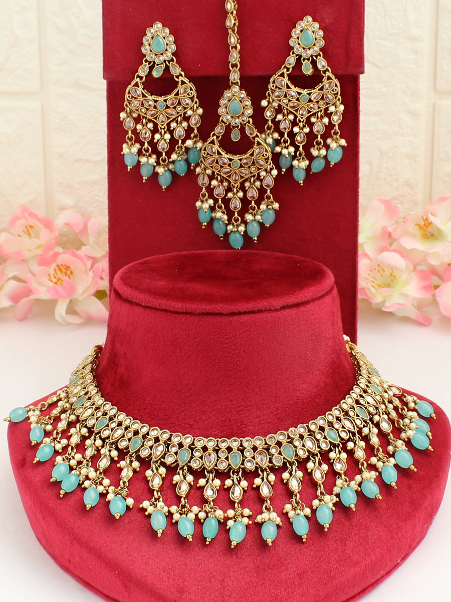 Roshini Necklace Set-Aqua