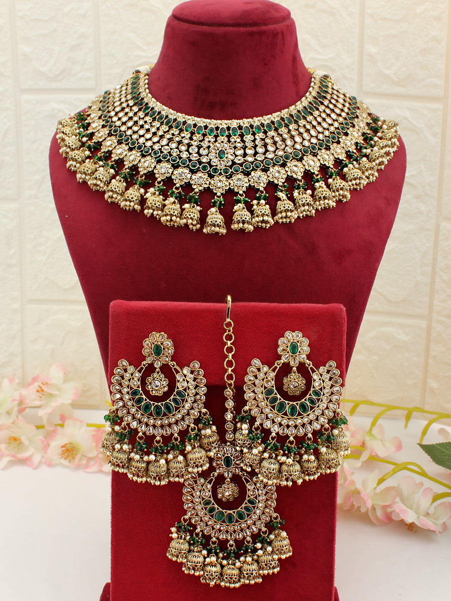 Ghazal Necklace Set-Green