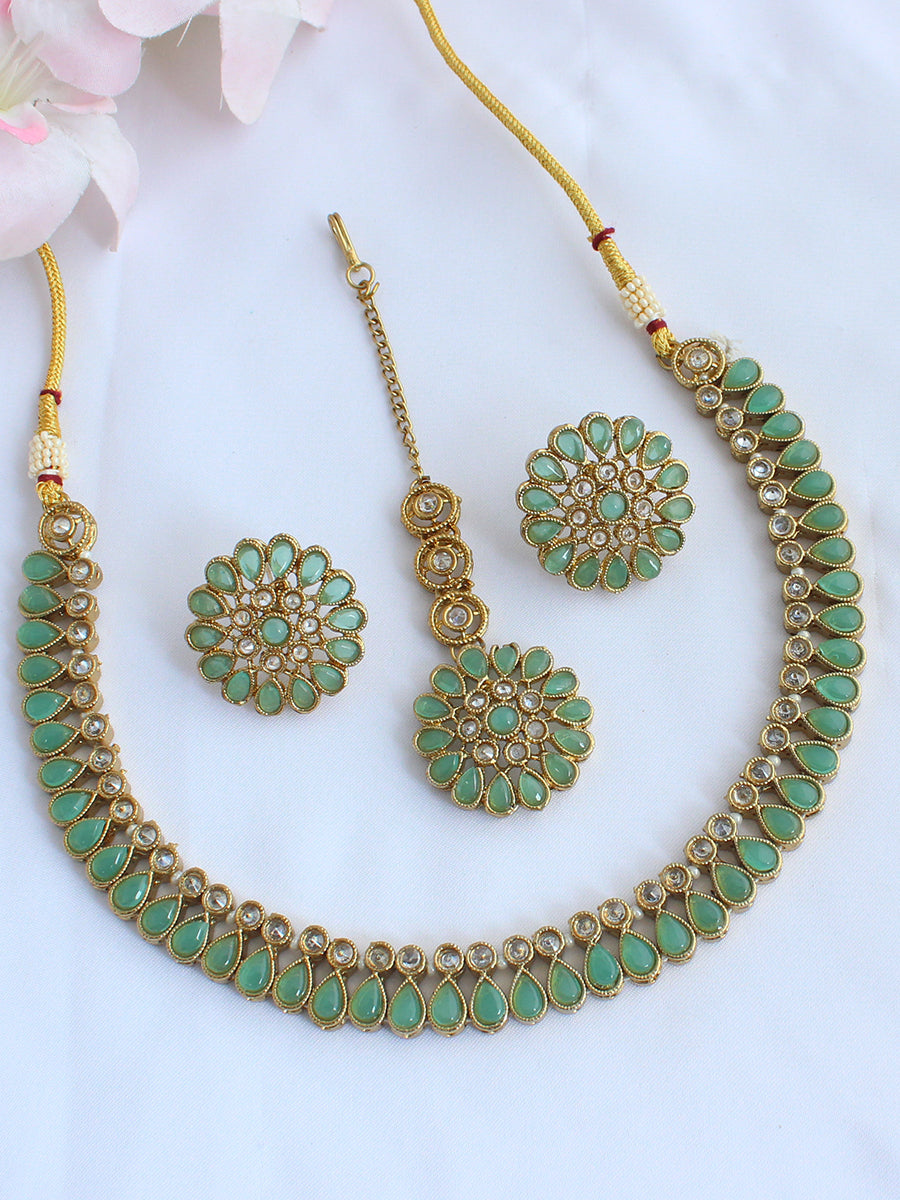 Rituja Necklace Set-Aqua