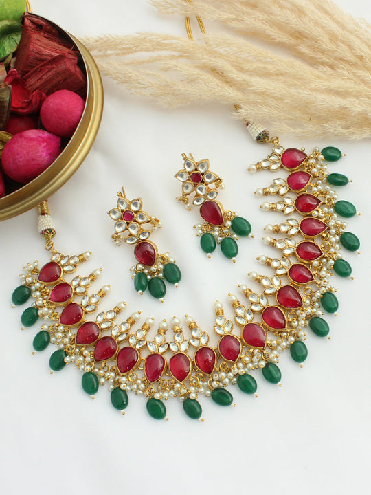 Shweta Choker Necklace Set - Green