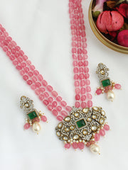 Prisha Long Necklace Set - pink