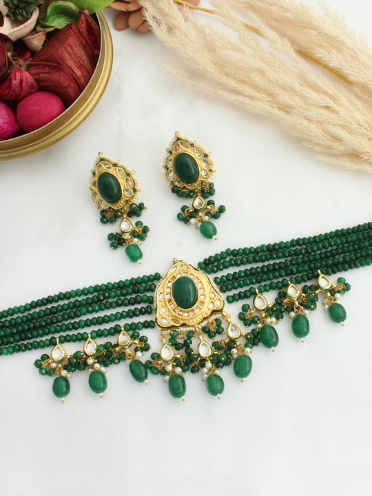 Gunjan Necklace Set - Green