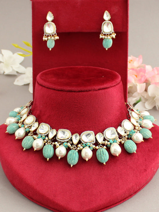 Neeti Necklace Set-Aqua