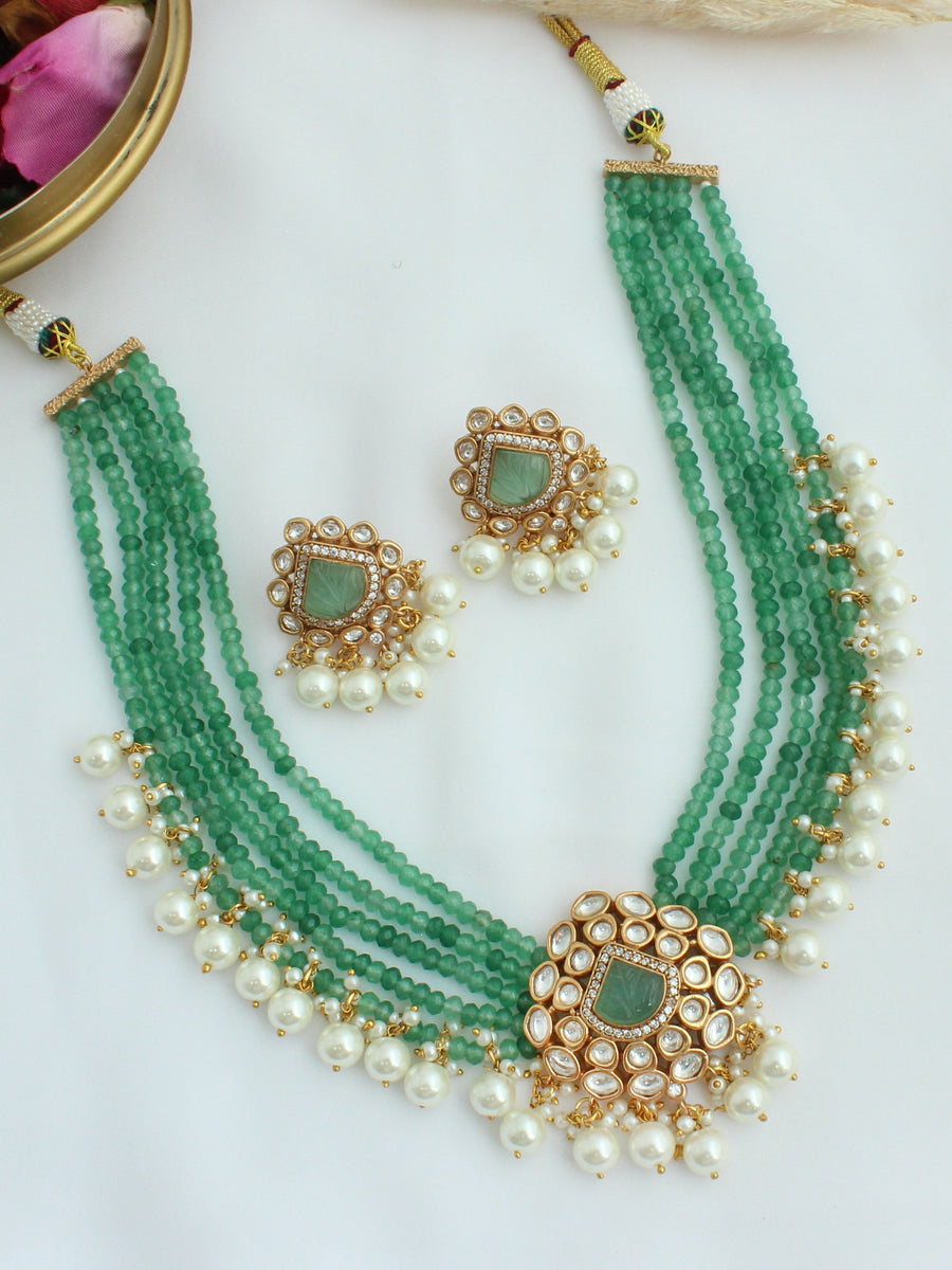 Pranjal Choker Necklace Set-Mint Green