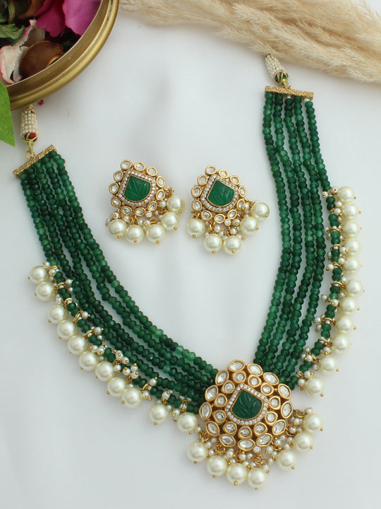 Pranjal Choker Necklace Set-Green