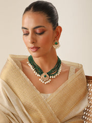 Pranjal Bib Necklace Set-Green