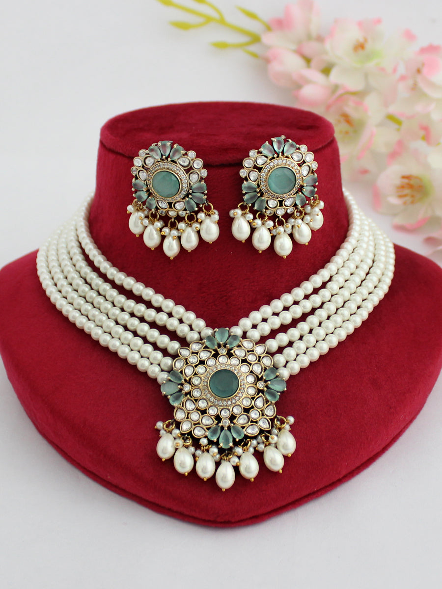 Anandi Necklace Set-Mint Green