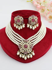 Anandi Necklace Set-Pastel Pink 