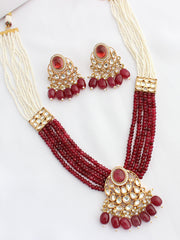 Shipra Long Necklace Set  - Maroon