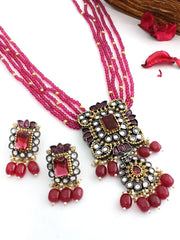 Ubika Long Necklace Set-Mroon