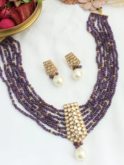 Adwita Long Necklace Set-Purple