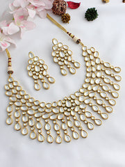 Gulnaaz Bib Necklace Set - White