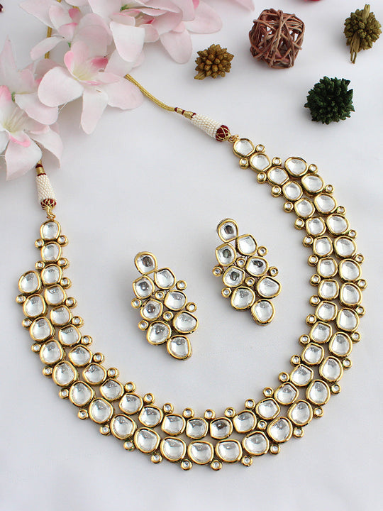 Amrita Bib Necklace Set  - white